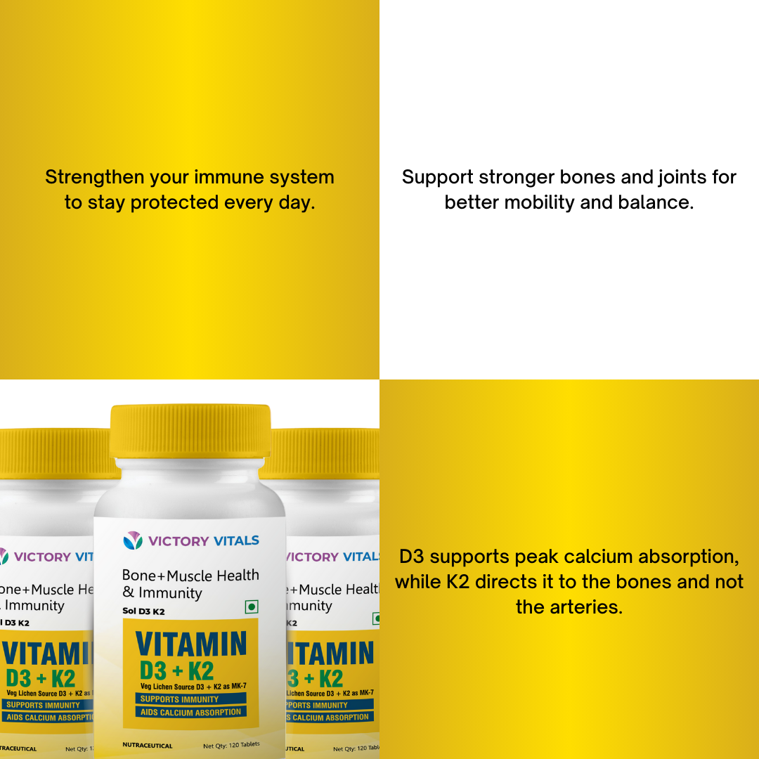 Vitamin D3-K2 | Strengthens Bones & Muscles (120 Tabs)