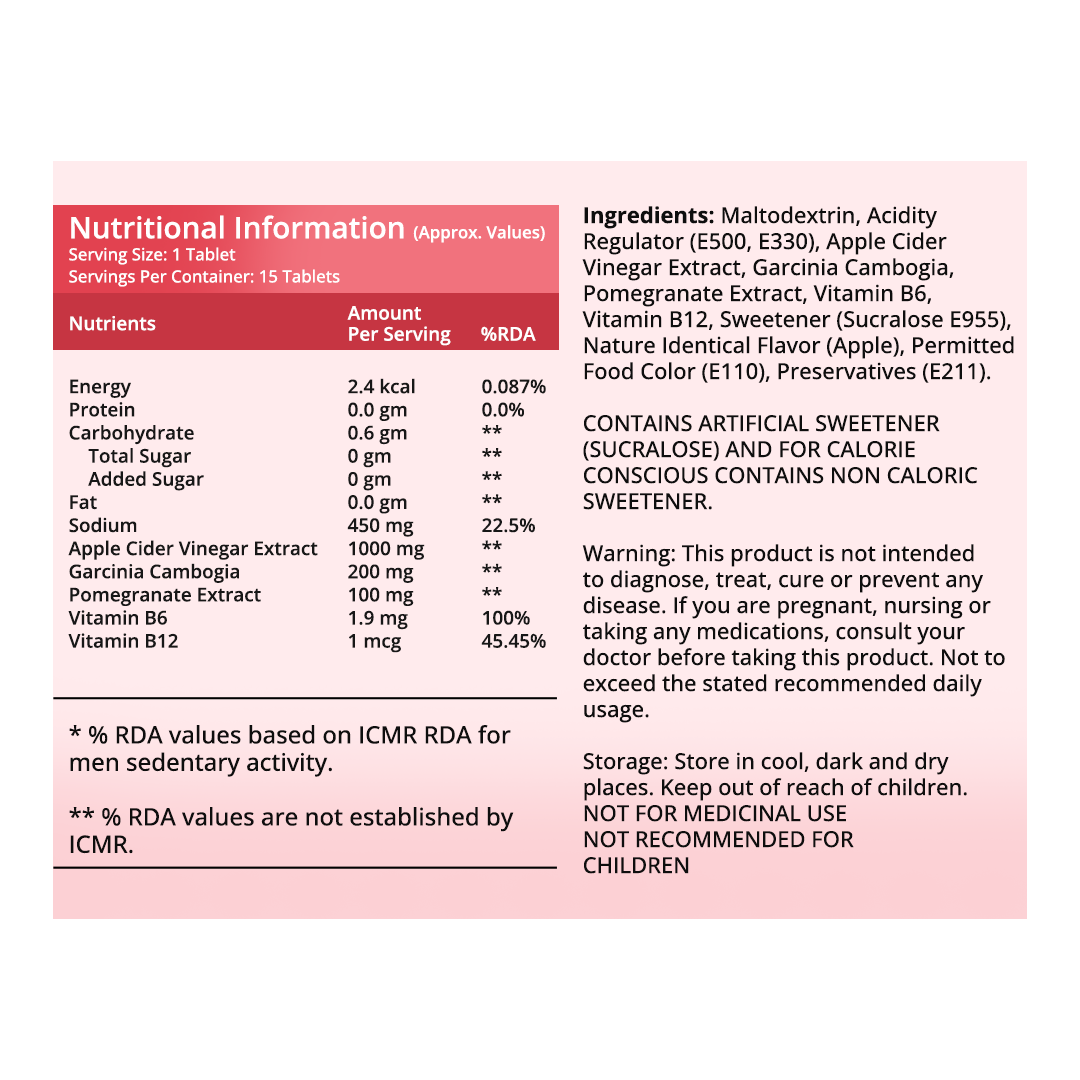 Apple Cider Vinegar | 15 Apple flavoured Fizzies | Weight & Metabolism Management