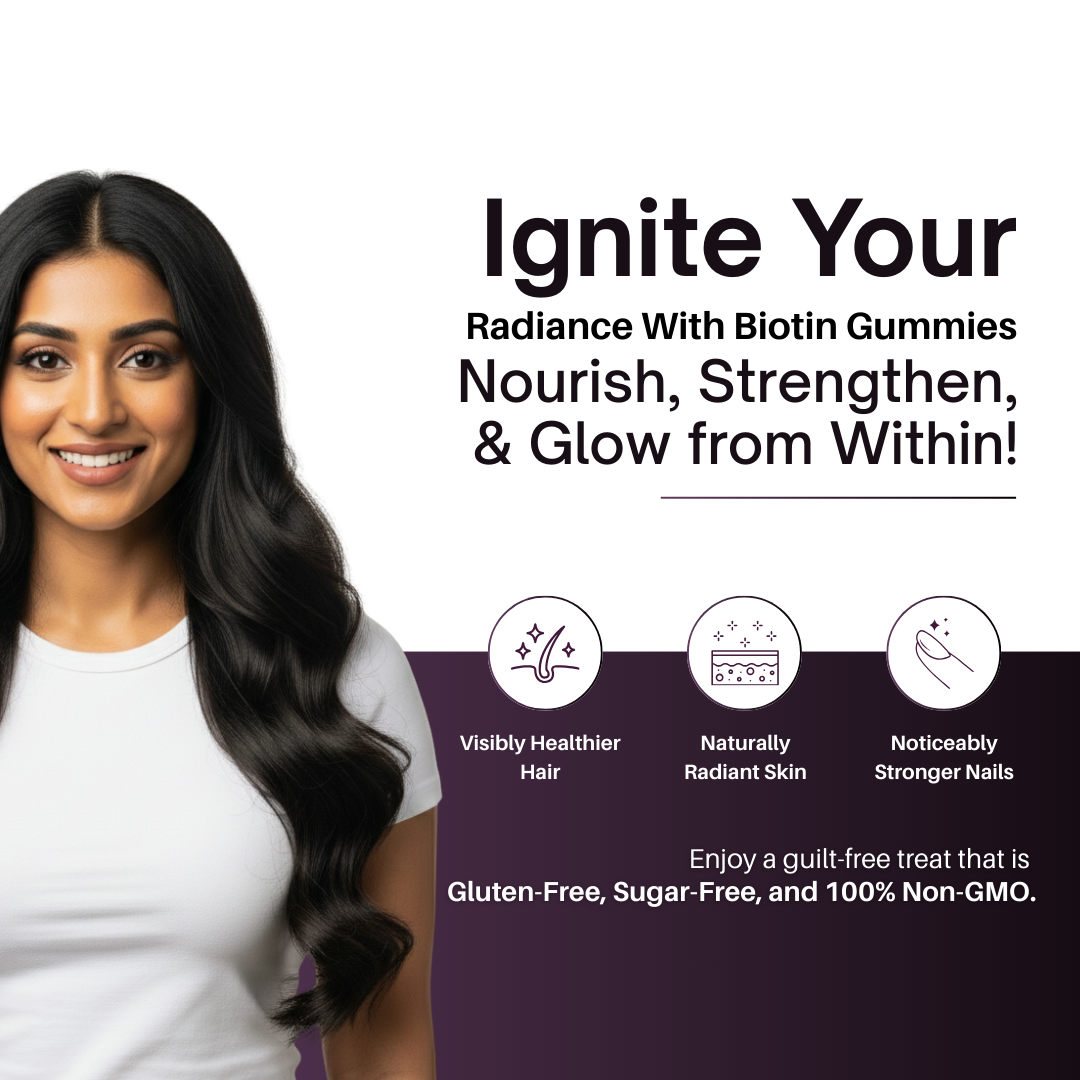 Hair, Skin & Nails Gummies | Strawberry Flavoured | Biotin, Collagen & Multivitamins