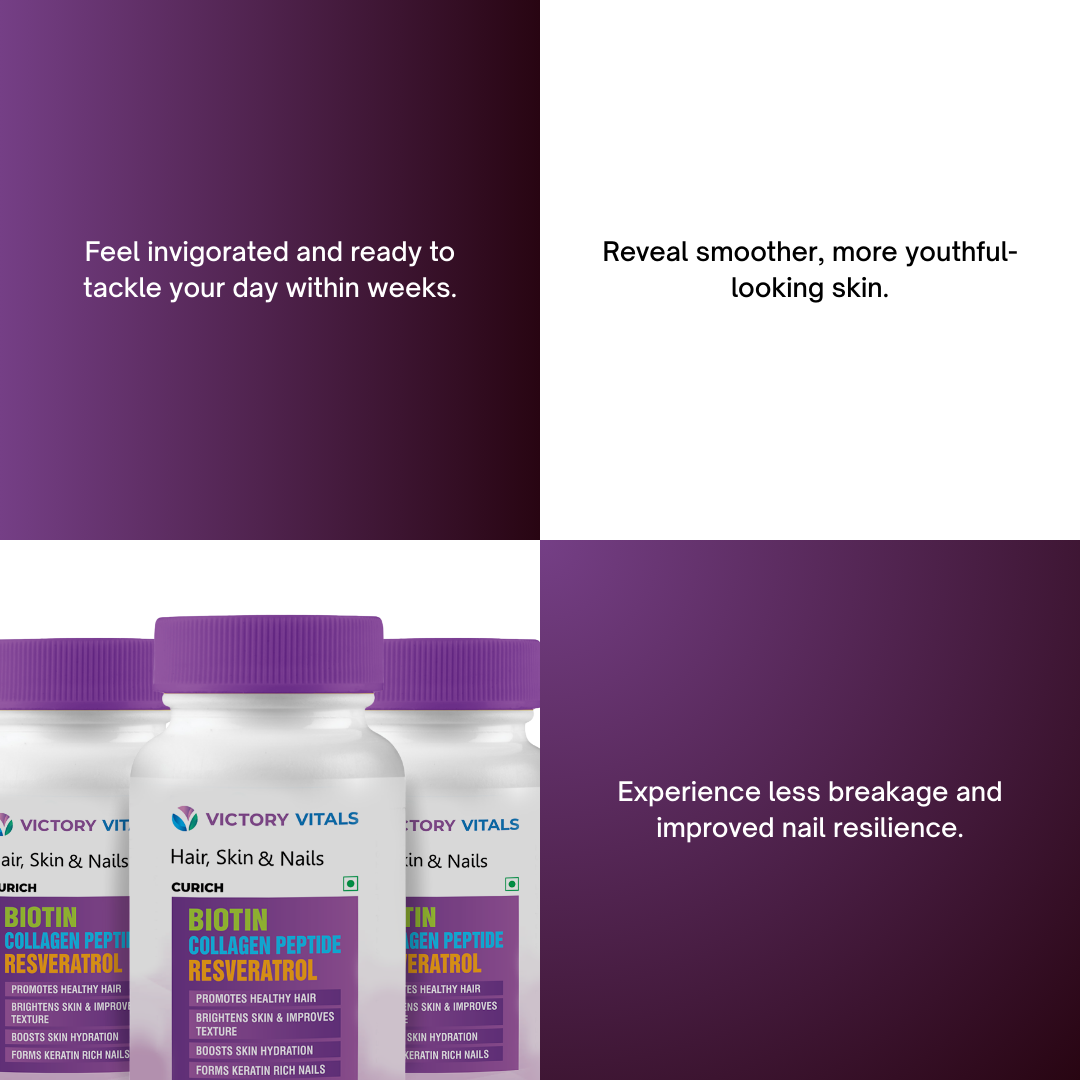 Multivitamins + Veg Collagen & Resveratrol | 90 Tablets | Hair, Skin & Nails Support